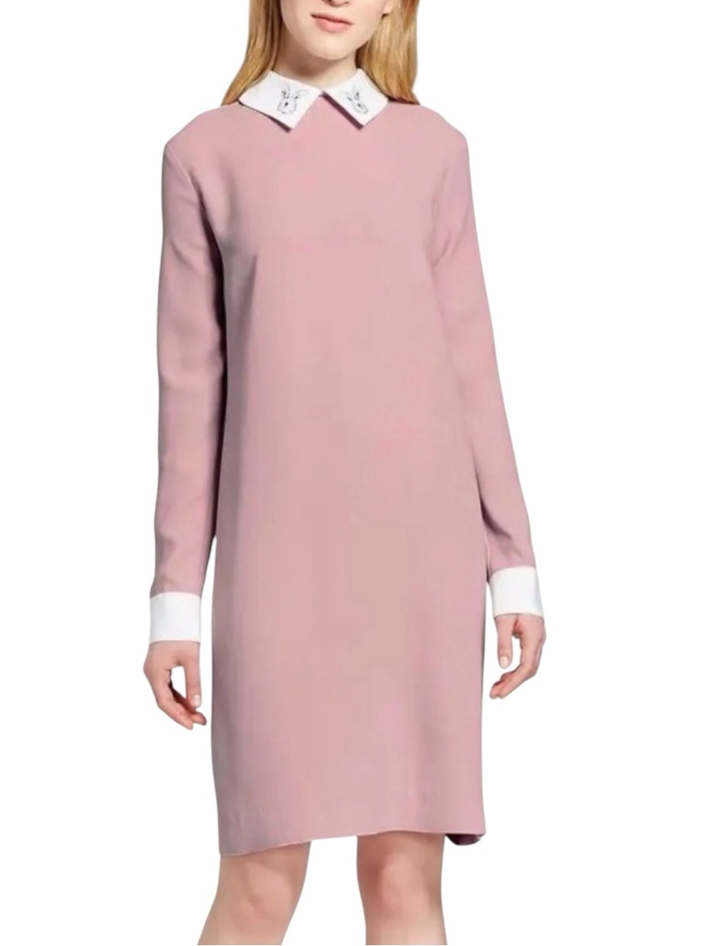 Victoria Beckham X Target pink rabbit collared long sleeve dress size Medium